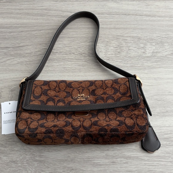 Coach Etta Small Flap Shoulder Bag in Signature Chenille